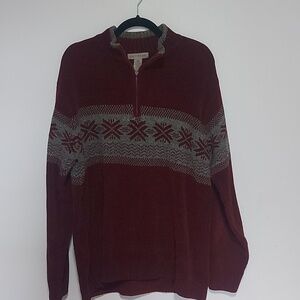 Retreat christmas dress up 1/4 zip sweater large red